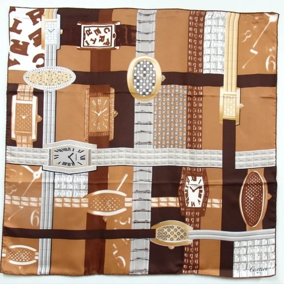 Auth Carter Watch/Clock Silk Scarf - Picture 2 of 7